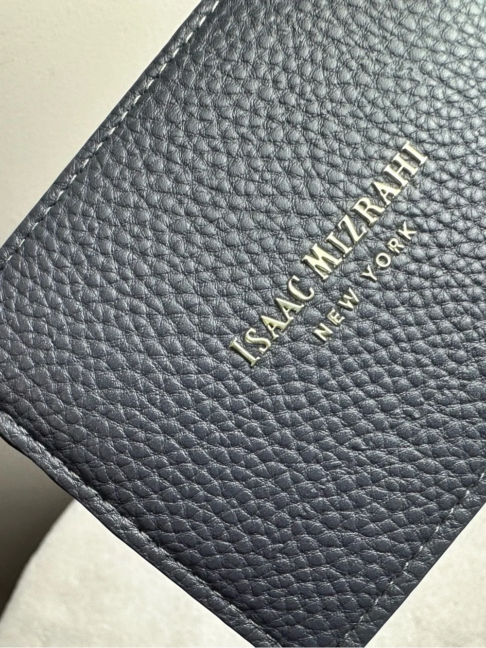 Isaac Mizrahi Pebbled Leather Card & Key Holder with Gold Hardware